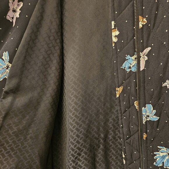 Diane von Furstenberg classic quilted silk bomber jacket floral print sz 8 - Picture 11 of 12